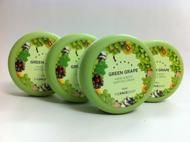 Mỹ phẩm Kem dưỡng thể TheFaceShop Green Grape Hand & Body Shiffon Cream - Photo 5 Kem dưỡng thể TheFaceShop Green Grape Hand & Body Shiffon Cream - Photo 5