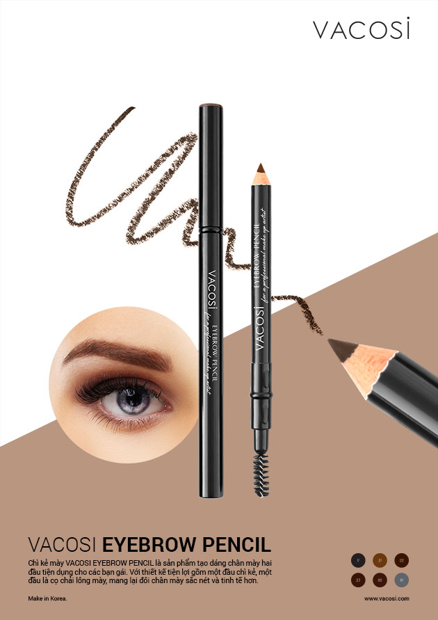 Trang điểm Chì mày chuốt 2 đầu Vacosi Eyebrow Pencil - Photo 4 Trang điểm Chì mày chuốt 2 đầu Vacosi Eyebrow Pencil - Photo 4