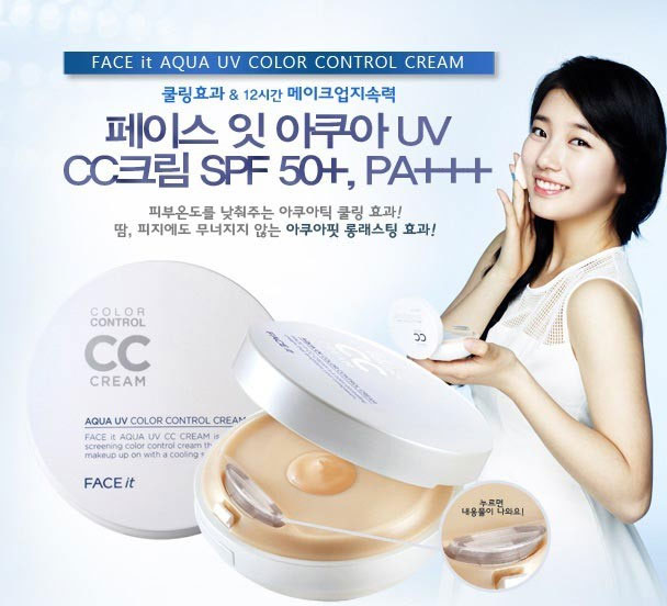 Trang điểm Kem che khuyết điểm TheFaceShop Face It AQUA UV Color control CC Cream - Photo 3 Kem che khuyết điểm TheFaceShop Face It AQUA UV Color control CC Cream - Photo 3