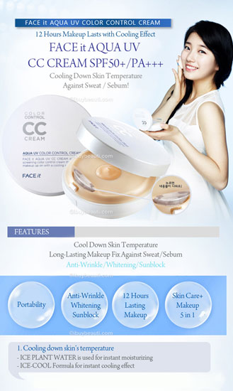 Trang điểm Kem che khuyết điểm TheFaceShop Face It AQUA UV Color control CC Cream - Photo 4 Kem che khuyết điểm TheFaceShop Face It AQUA UV Color control CC Cream - Photo 4