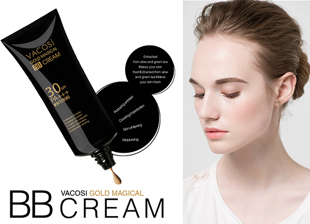 Makeup Remover Gold Magic BB Cream Whitening - Photo 3 Kem trang điểm Vacosi Gold Magical BB Cream Whitening - Photo 3