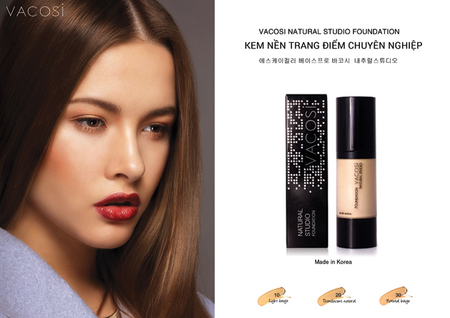 Trang điểm Kem Nền Vacosi Sk|Color Foundation Natural Studio SPF30 - Photo 3 Kem Nền Vacosi Sk|Color Foundation Natural Studio SPF30 - Photo 3
