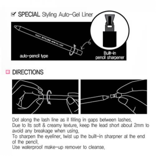 Trang điểm Chì kẻ viền mắt dạng Gel Vacosi Styling Auto Gel Liner EL01 - Photo 3 Gel kẻ viền mắt Vacosi Styling Auto Gel Liner EL01 - Photo 3
